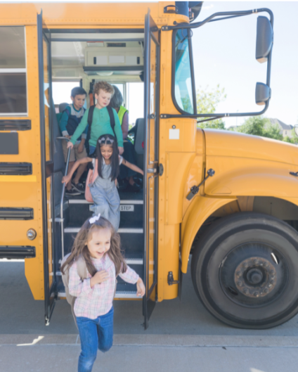 Kids leaving bus