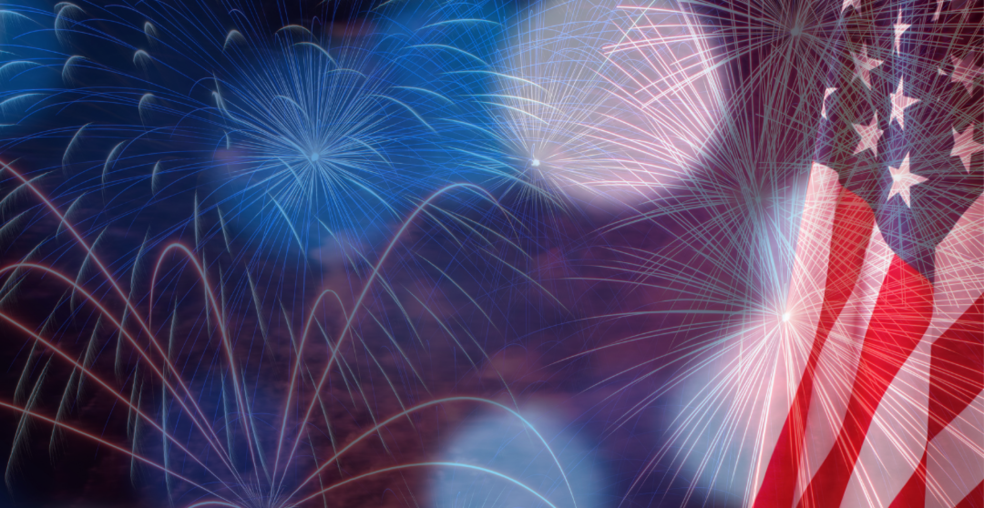 American Flag and Fireworks