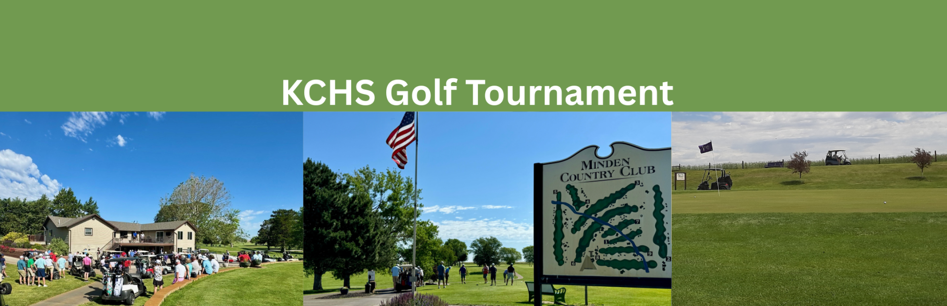 Photos of Minden Country Club and Text KCHS Golf Tournament