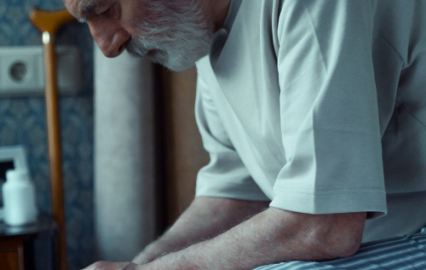 Senior Man on edge of bed