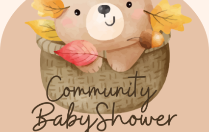 Community Baby Shower with Bear Drawing